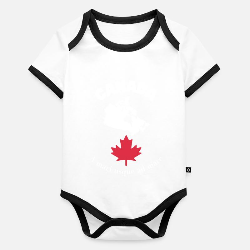 CANADA avec carte et devise Body Bébé bio contrasté manches courtes