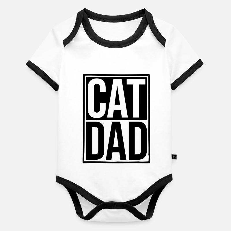 Logo Bouclier Chat Papa Body Bébé bio contrasté manches courtes