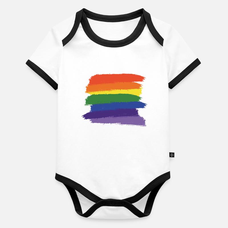 Rainbow Paint Brushes (Large) Organic Baby Contrasting Bodysuit