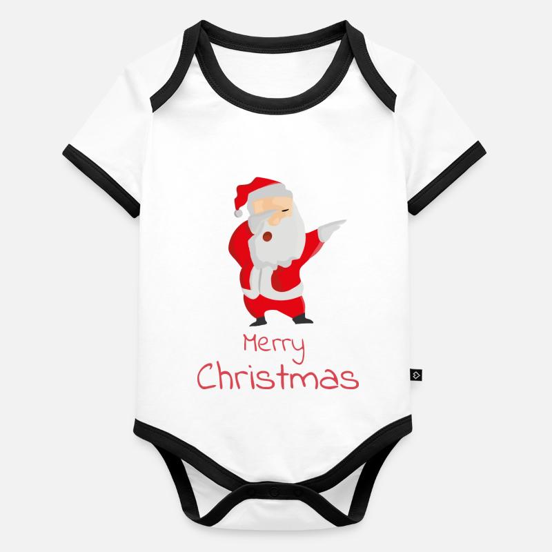 Verrückter Weihnachtsmann Baby Bio-Kurzarm-Kontrastbody