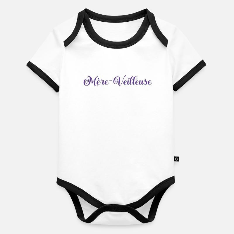 Mère-veilleuse. cadeau Maman. Body Bébé bio contrasté manches courtes