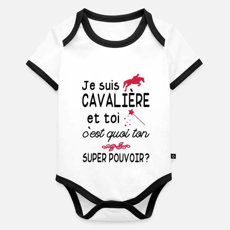 je suis cavalière / cadeau humour cavalière Body Bébé bio contrasté manches courtes