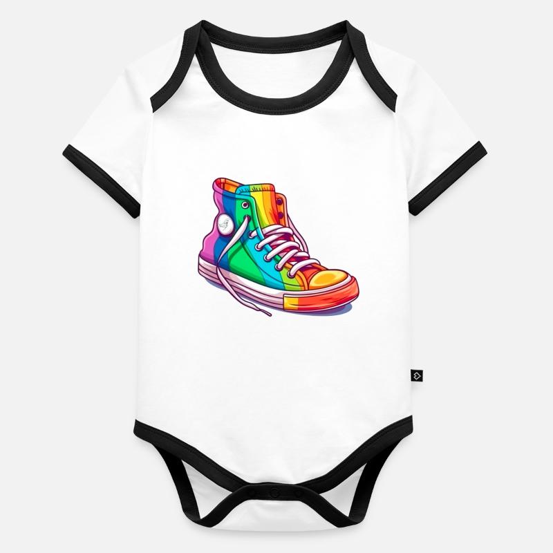 Chaussures arc-en-ciel Body Bébé bio contrasté manches courtes