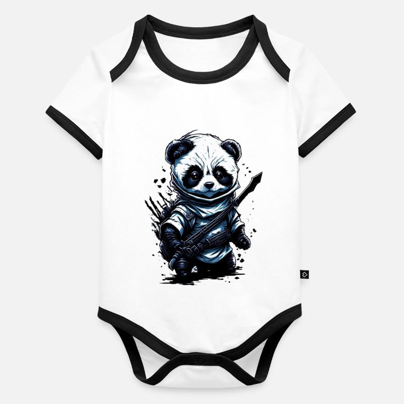 panda Body Bébé bio contrasté manches courtes