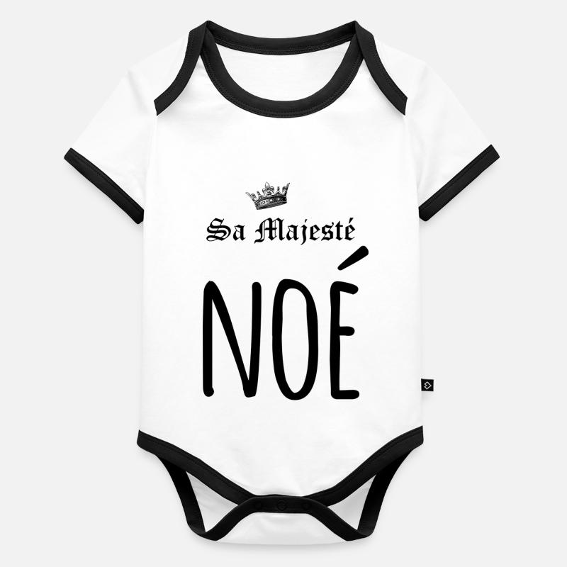 Sa majesté Noé Body Bébé bio contrasté manches courtes