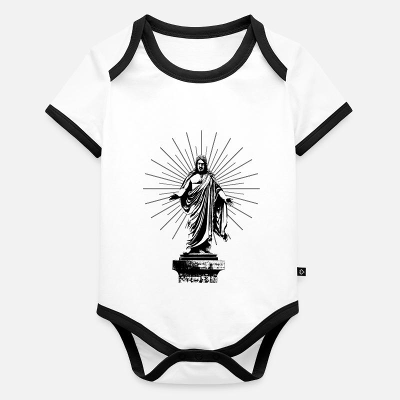 Jésus Body Bébé bio contrasté manches courtes