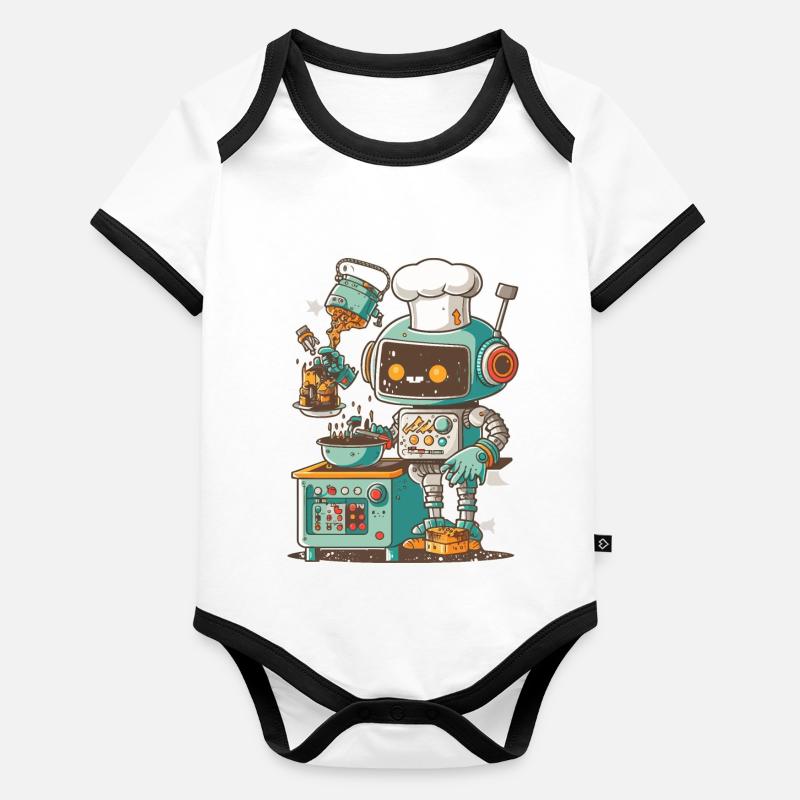 Cuisinier mécanique Body Bébé bio contrasté manches courtes