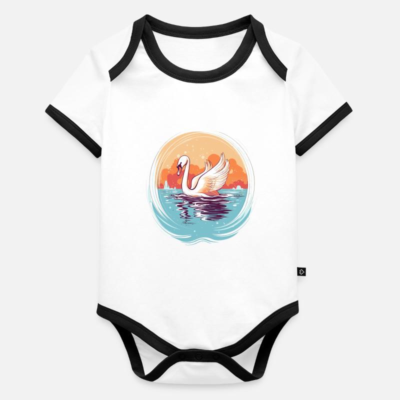 Schöner Schwan Baby Bio-Kurzarm-Kontrastbody