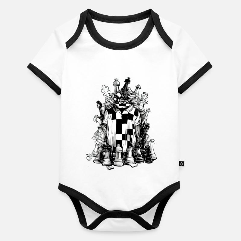 Maillot du jeu d'échecs Body Bébé bio contrasté manches courtes