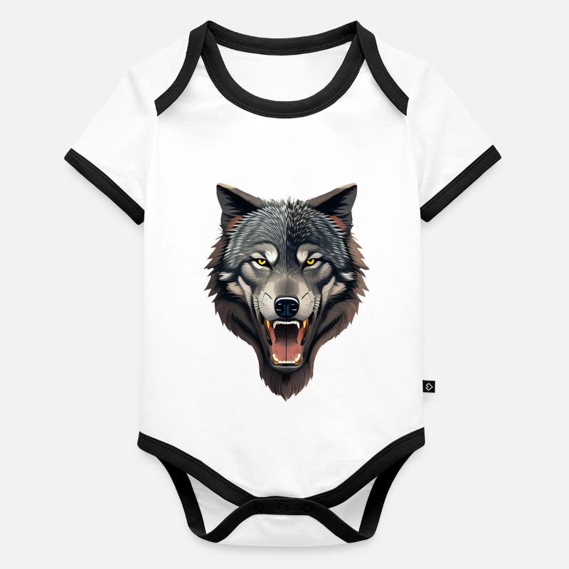 wolf Organic Baby Contrasting Bodysuit