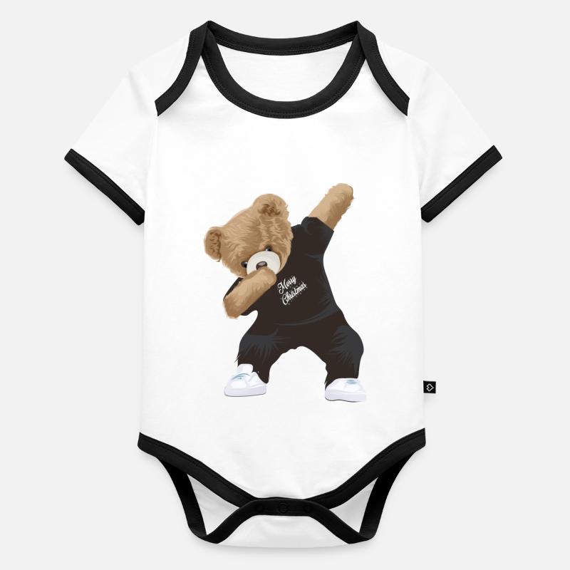 Dabbing Teddy Baby Bio-Kurzarm-Kontrastbody