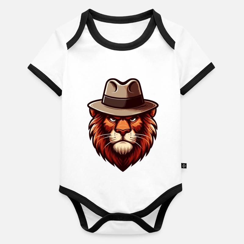 Lion with hat Organic Baby Contrasting Bodysuit