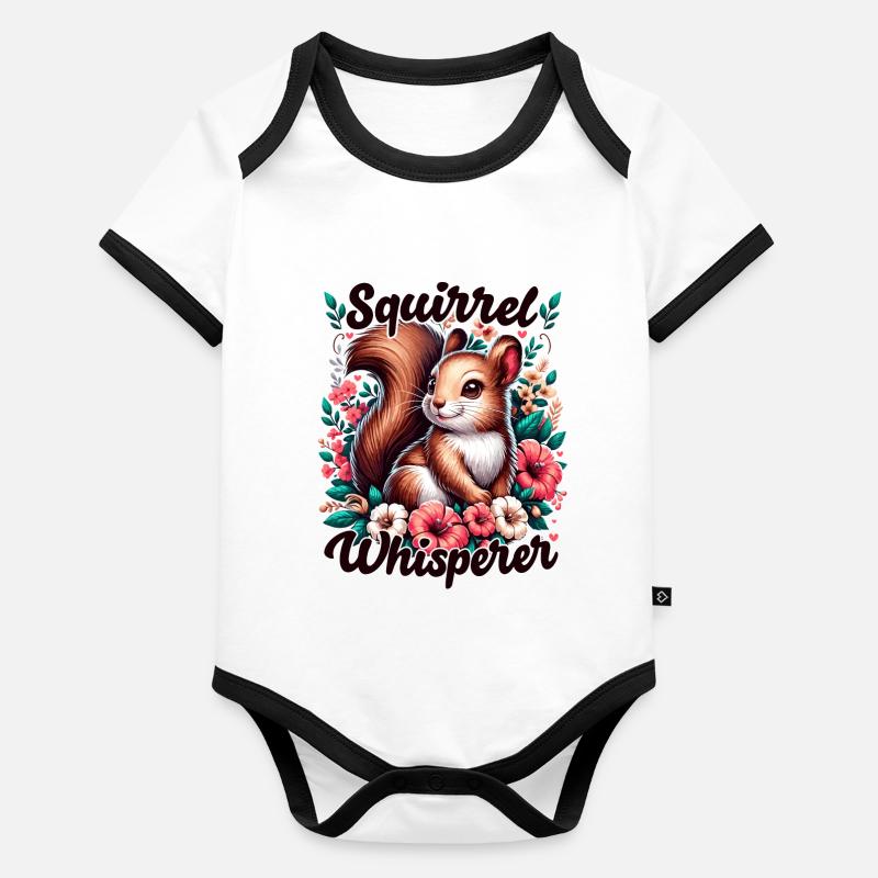 Eichhörnchenflüsterer Blumen Eichhörnchen Liebhaber Baby Bio-Kurzarm-Kontrastbody