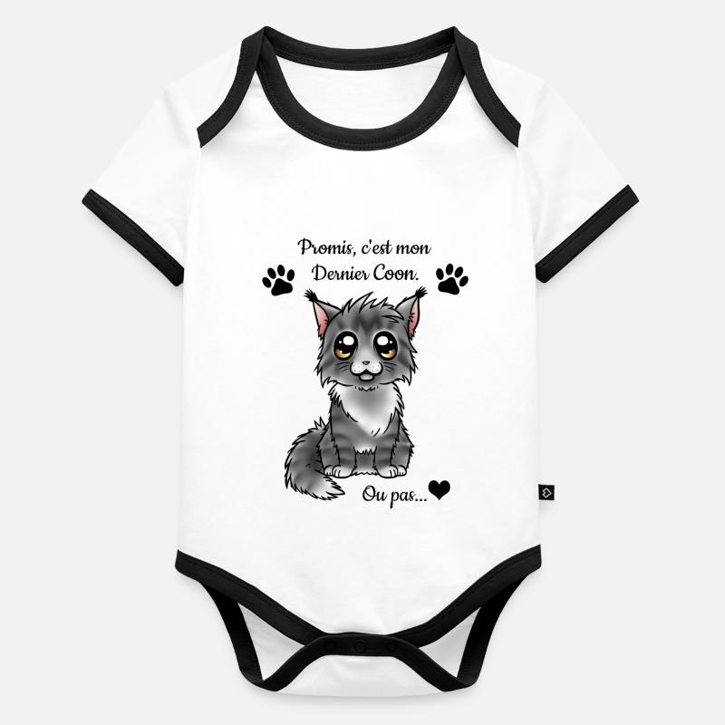 Maine Coon - Black Silver Body Bébé bio contrasté manches courtes