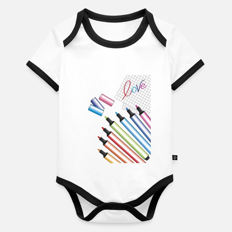 amour écrit Body Bébé bio contrasté manches courtes