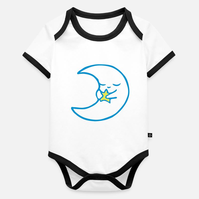 Mond mit Stern Baby Bio-Kurzarm-Kontrastbody