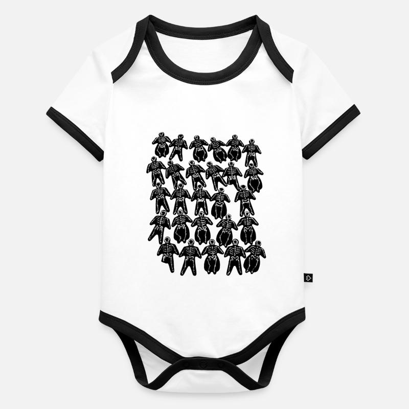 Schlauchblume schwarz Baby Bio-Kurzarm-Kontrastbody