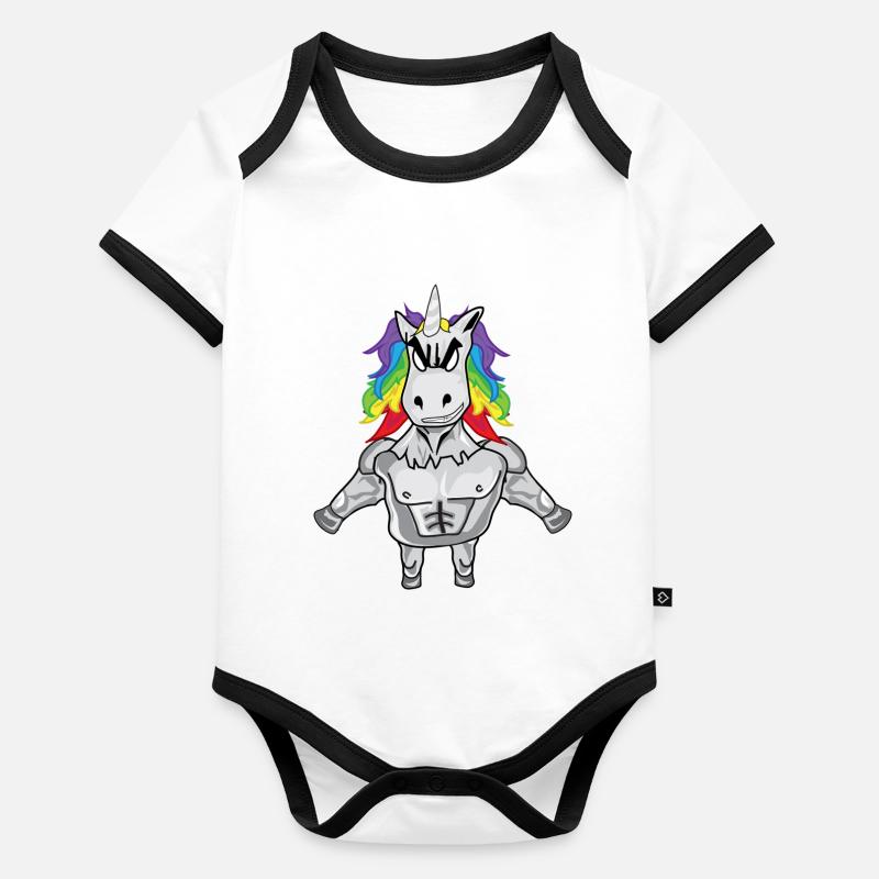 Muskel Einhorn Baby Bio-Kurzarm-Kontrastbody