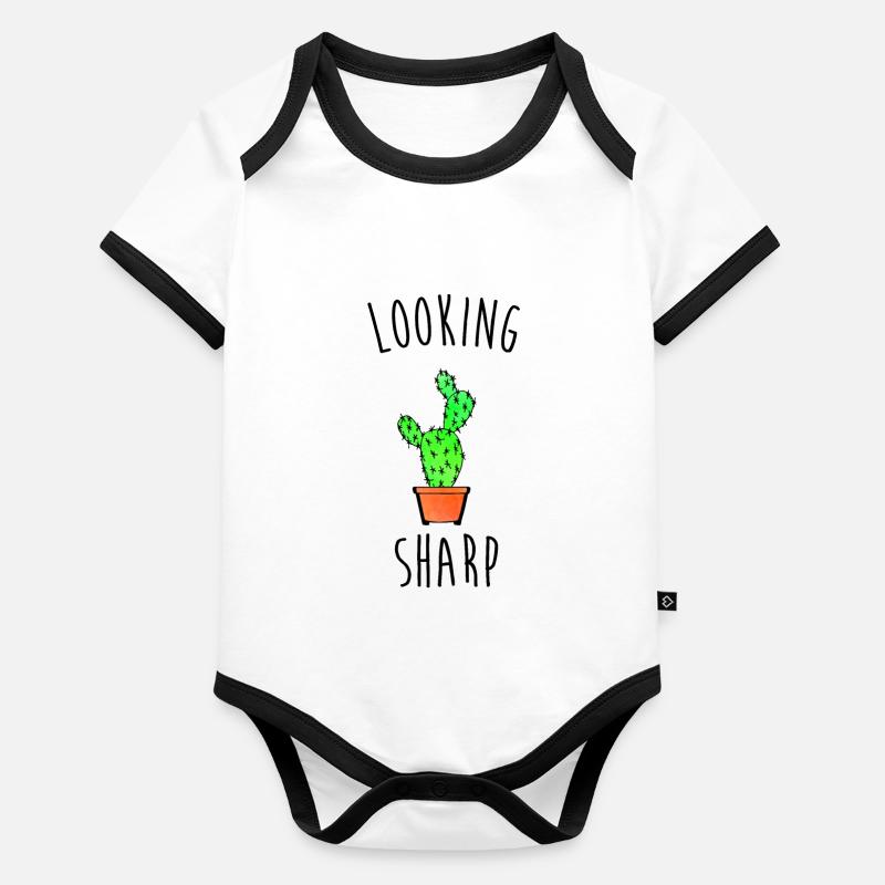Regarder Sharp Cactus Pun Body Bébé bio contrasté manches courtes