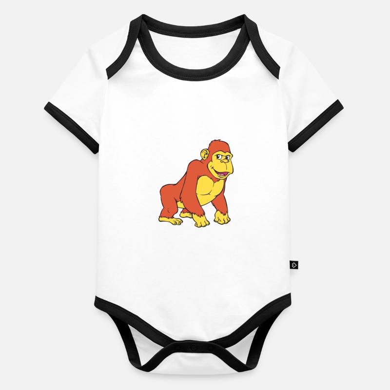 gorille Body Bébé bio contrasté manches courtes