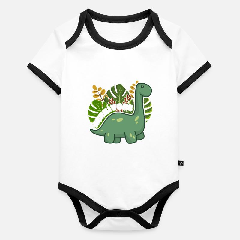 Pflanzen Dino Dinosaurier Vegan Veganer Geschenk Baby Bio-Kurzarm-Kontrastbody