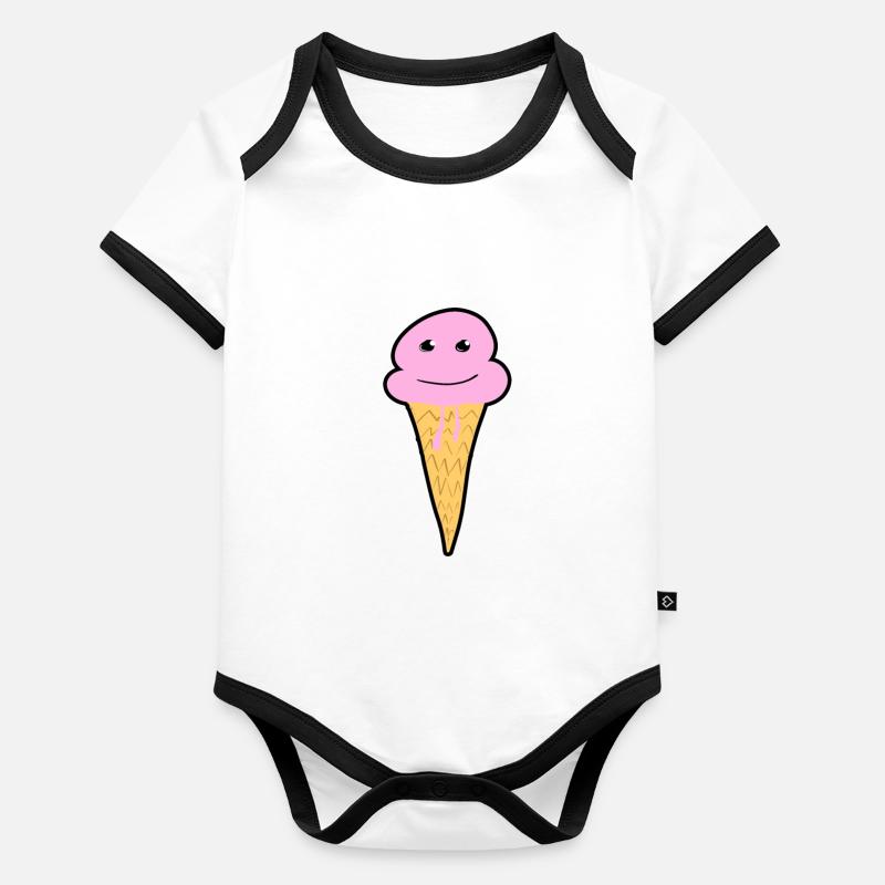 Souriant boule de crème glacée avec cône Body Bébé bio contrasté manches courtes