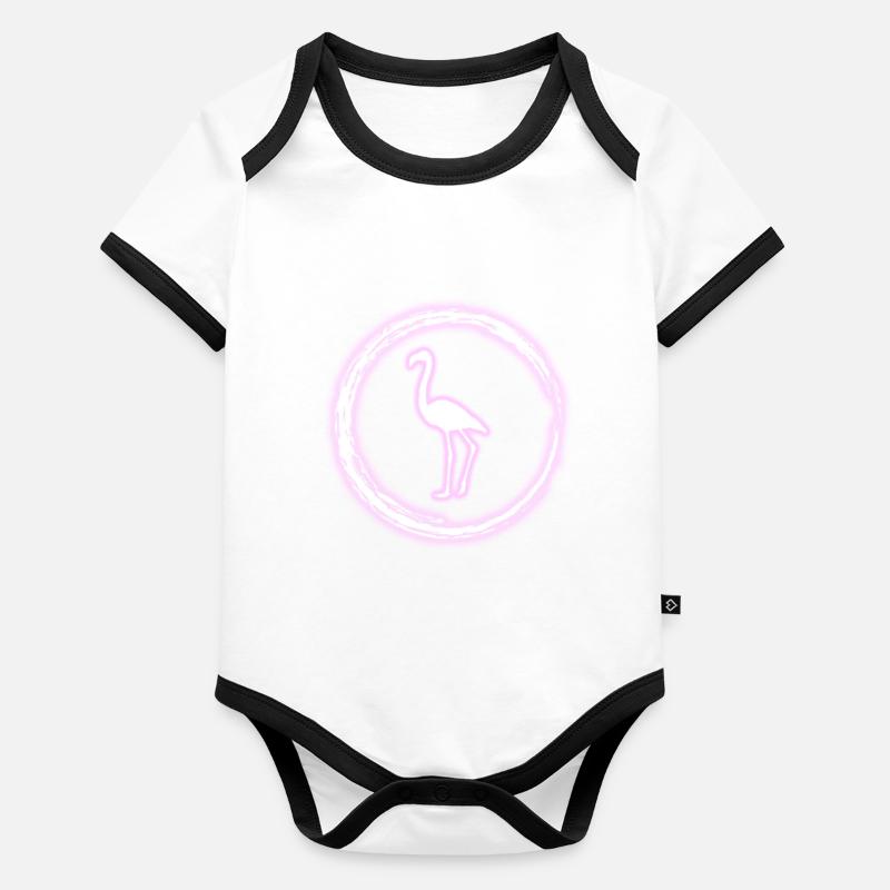 Glow Circle Flamingo Bright Neon Glowing Effect Organic Baby Contrasting Bodysuit