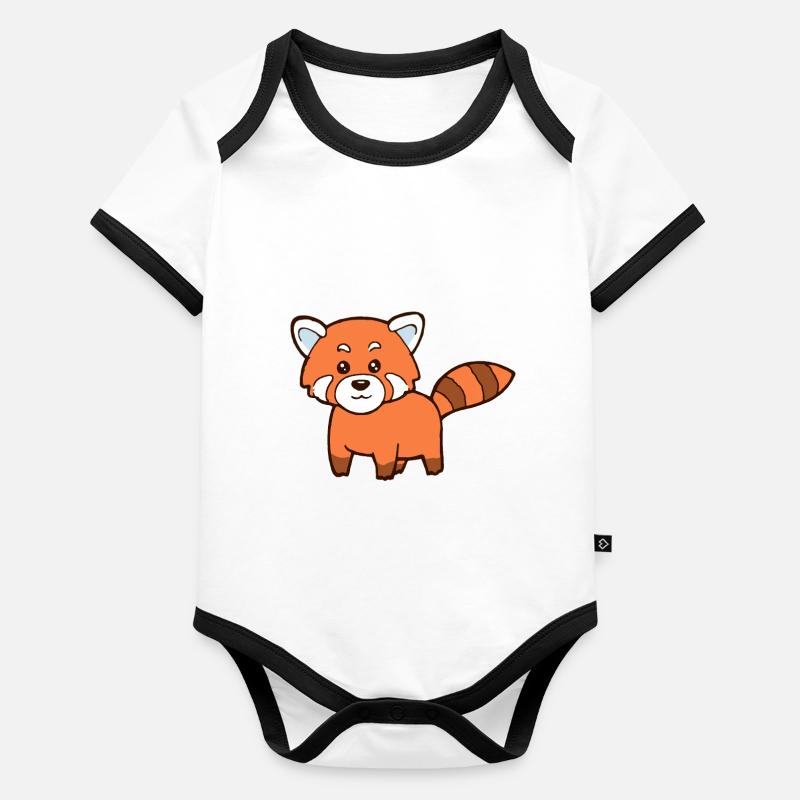 Panda rouge Body Bébé bio contrasté manches courtes