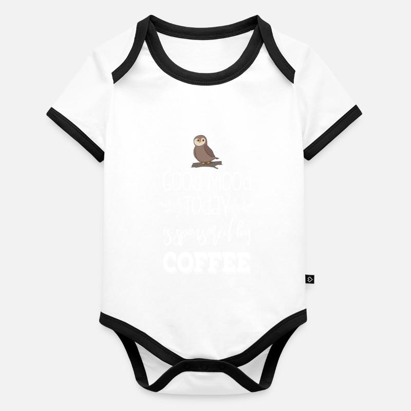 Eule - Uhu - Kauz - Kaffee Baby Bio-Kurzarm-Kontrastbody