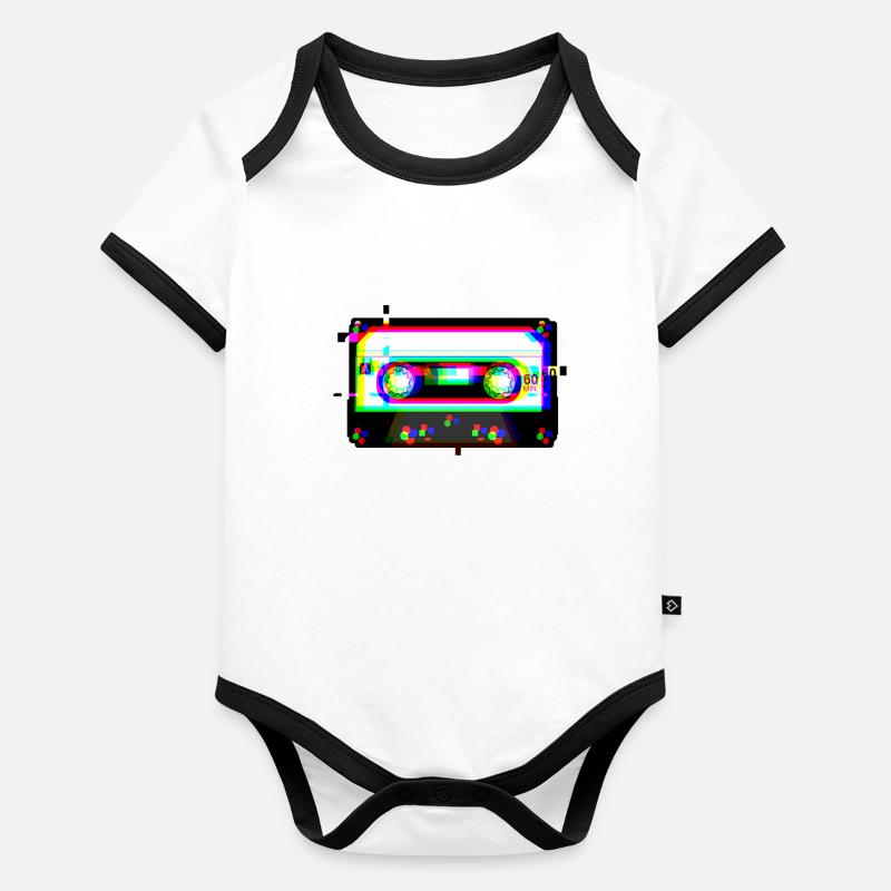 Cassette Tape Glitch 90s Retro Vaporwave Aesthetic Baby Bio-Kurzarm-Kontrastbody