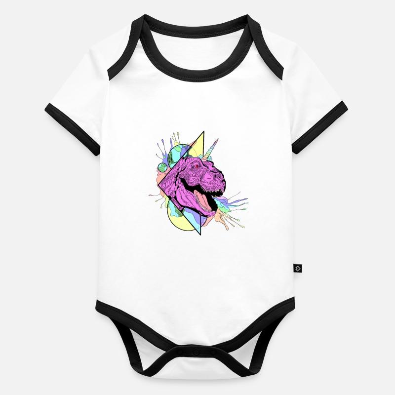 Dinosaur Pink Einhorn Baby Bio-Kurzarm-Kontrastbody