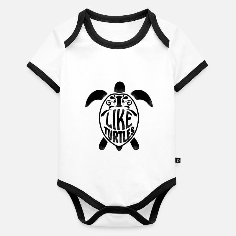 cadeau de tortue cool Body Bébé bio contrasté manches courtes