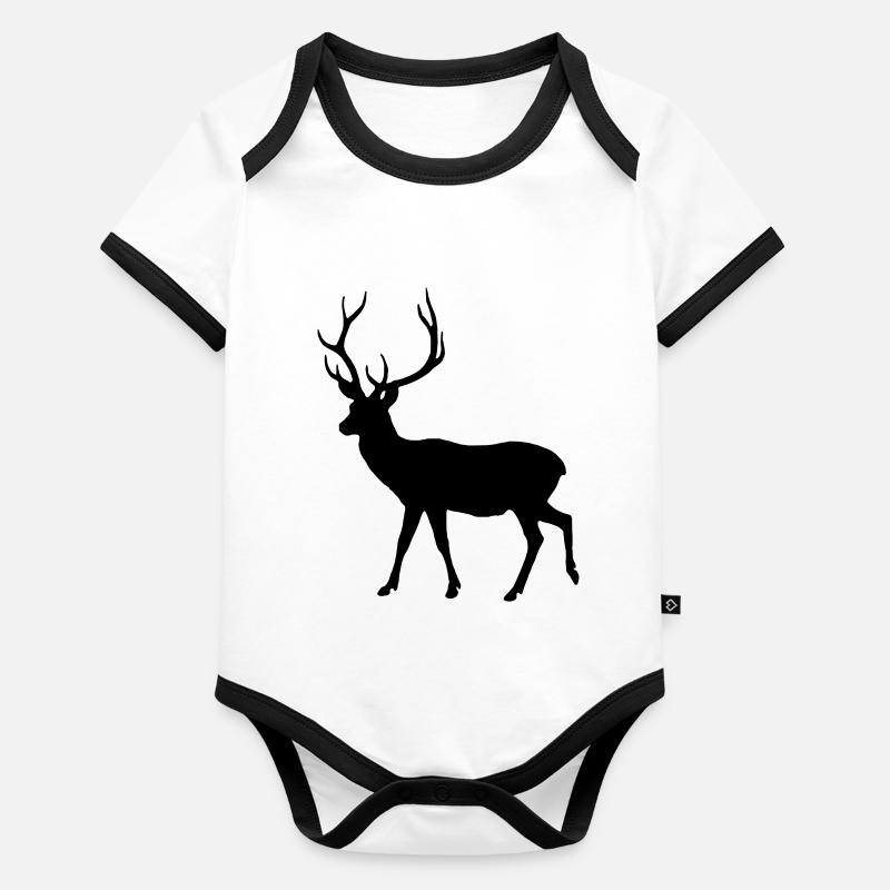 Silhouette de cerf Body Bébé bio contrasté manches courtes