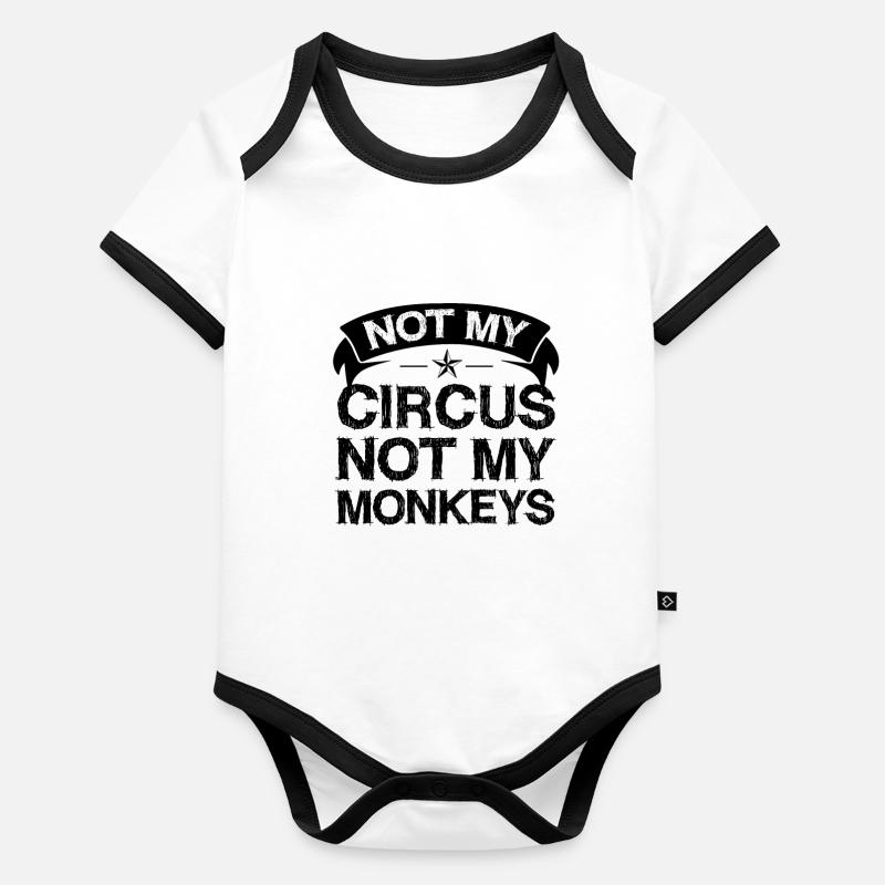 Pas mon cirque, pas mes singes Body Bébé bio contrasté manches courtes