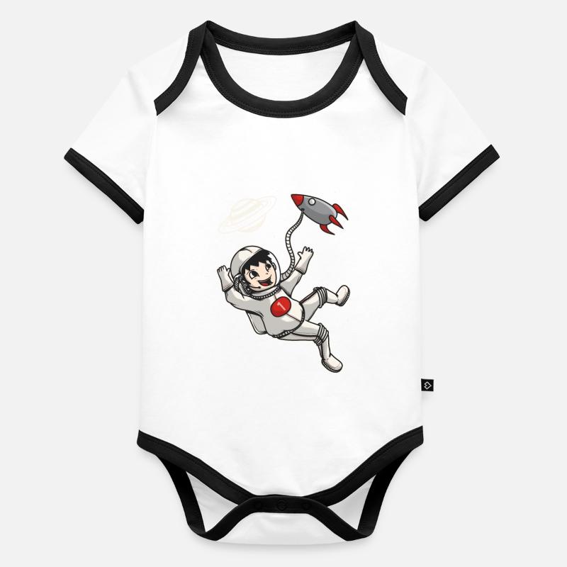 Astronaut - First Birthday - Child 1 Organic Baby Contrasting Bodysuit