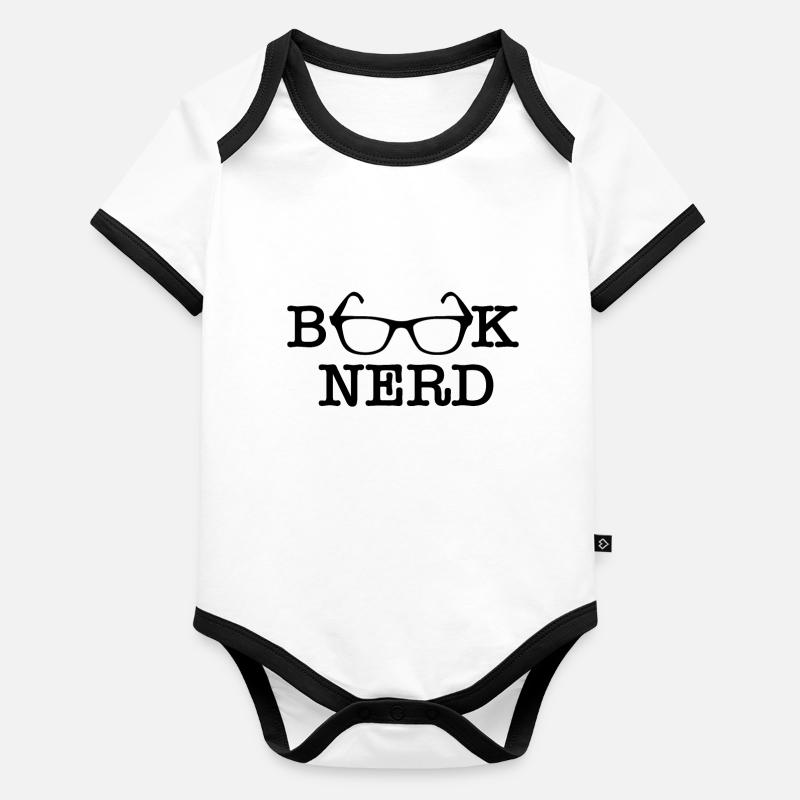 Nerd Buecher Lesen Bibliothek Baby Bio-Kurzarm-Kontrastbody