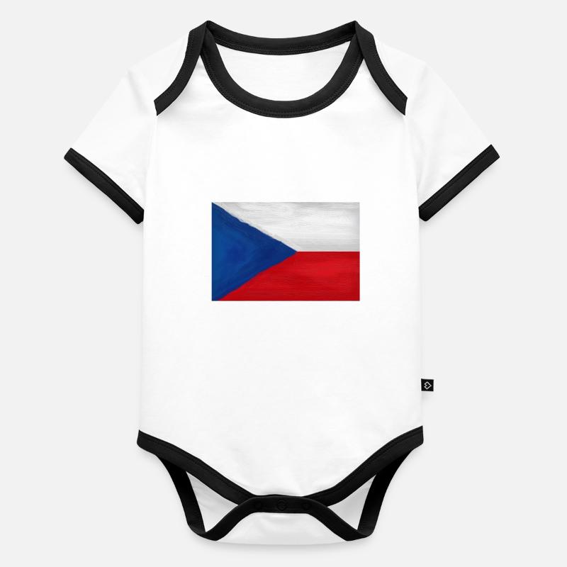 Czech Republic flag Organic Baby Contrasting Bodysuit