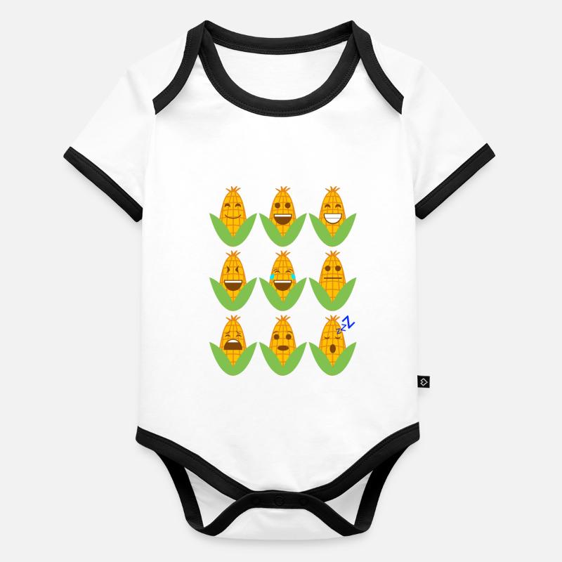 Mais Emojis Baby Bio-Kurzarm-Kontrastbody