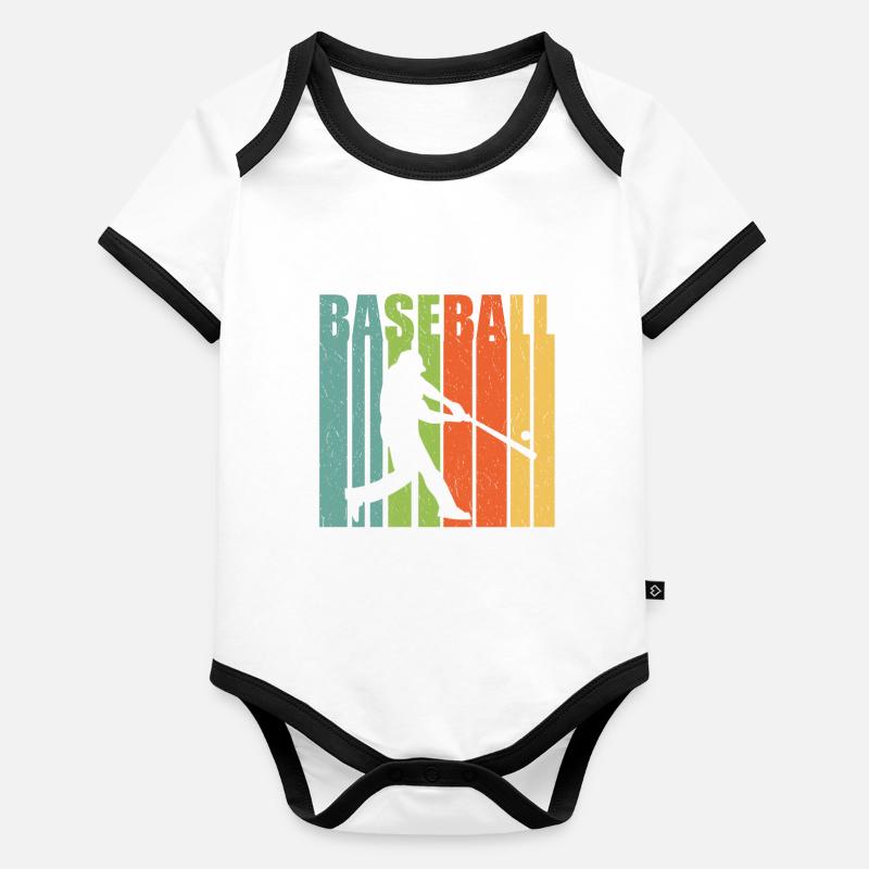 Baseball Schlagmann retro Baby Bio-Kurzarm-Kontrastbody