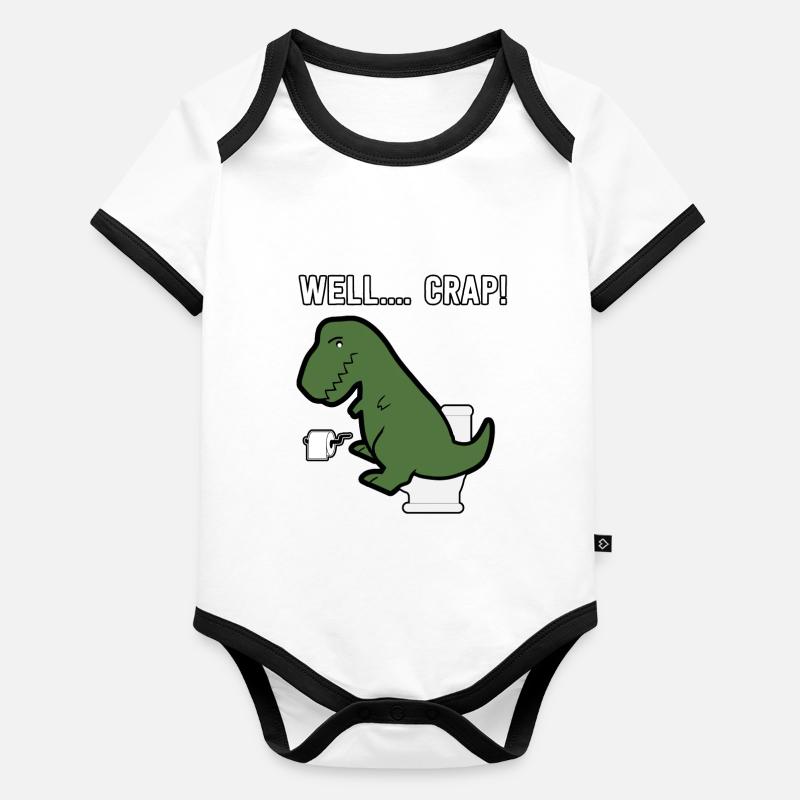 Funny Dino Design, T-Rex, Dinosaur, Gift Organic Baby Contrasting Bodysuit