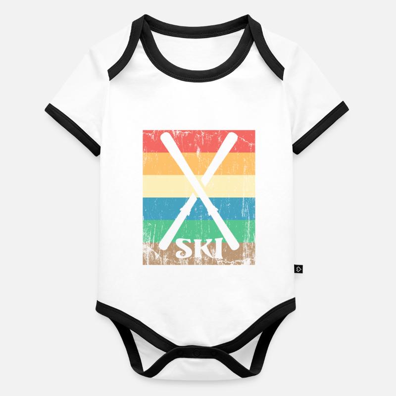 Ski Retro Style Organic Baby Contrasting Bodysuit