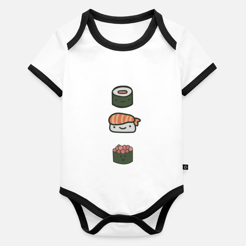 3 süße Sushis Baby Bio-Kurzarm-Kontrastbody