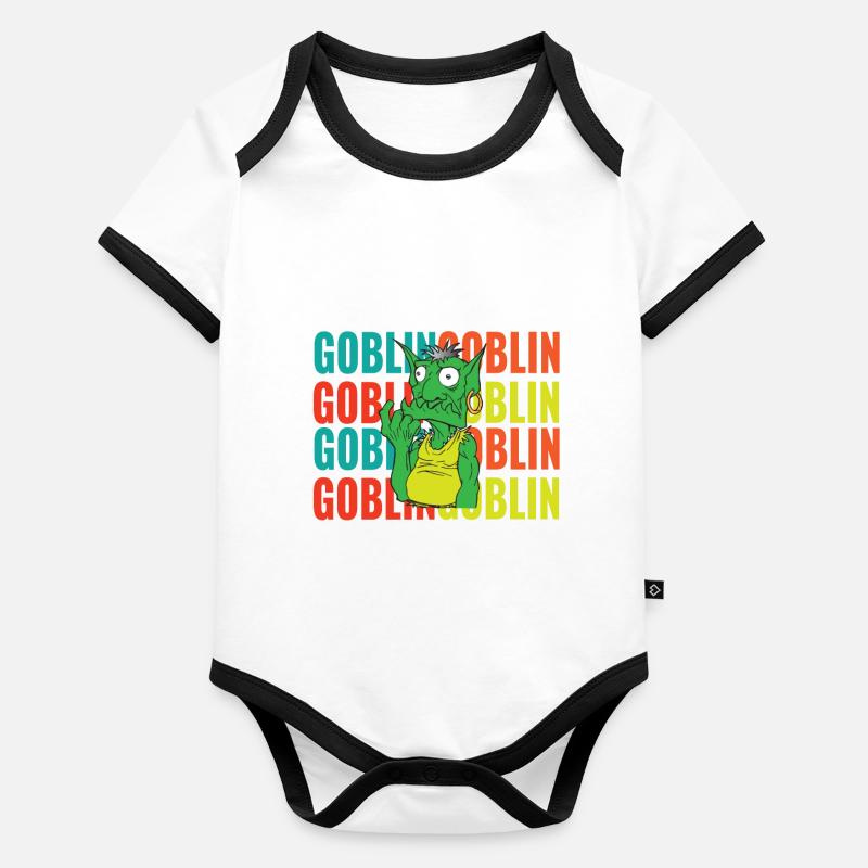 Gobelin rétro Body Bébé bio contrasté manches courtes