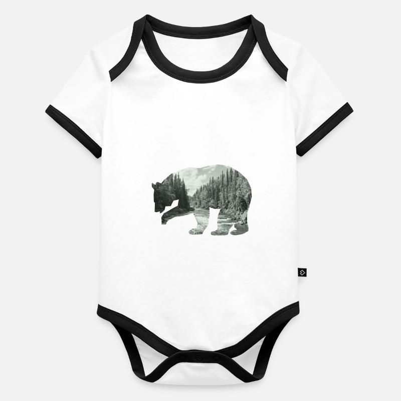 Faune canadienne Body Bébé bio contrasté manches courtes