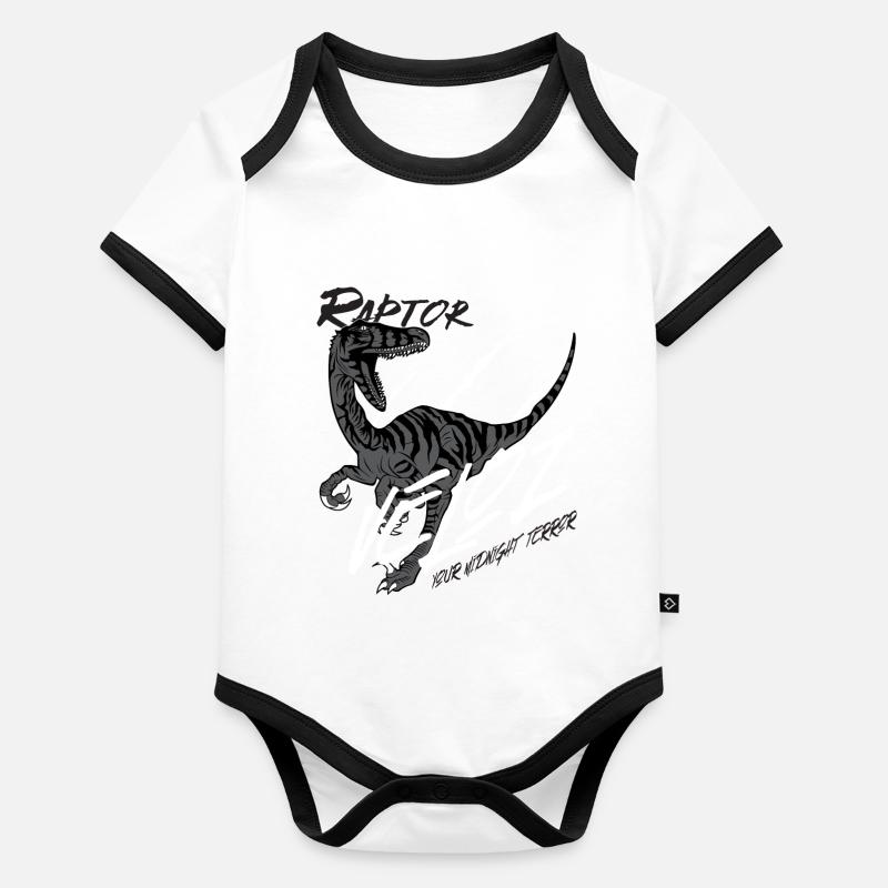 Veloz Raptor dinosaure Body Bébé bio contrasté manches courtes