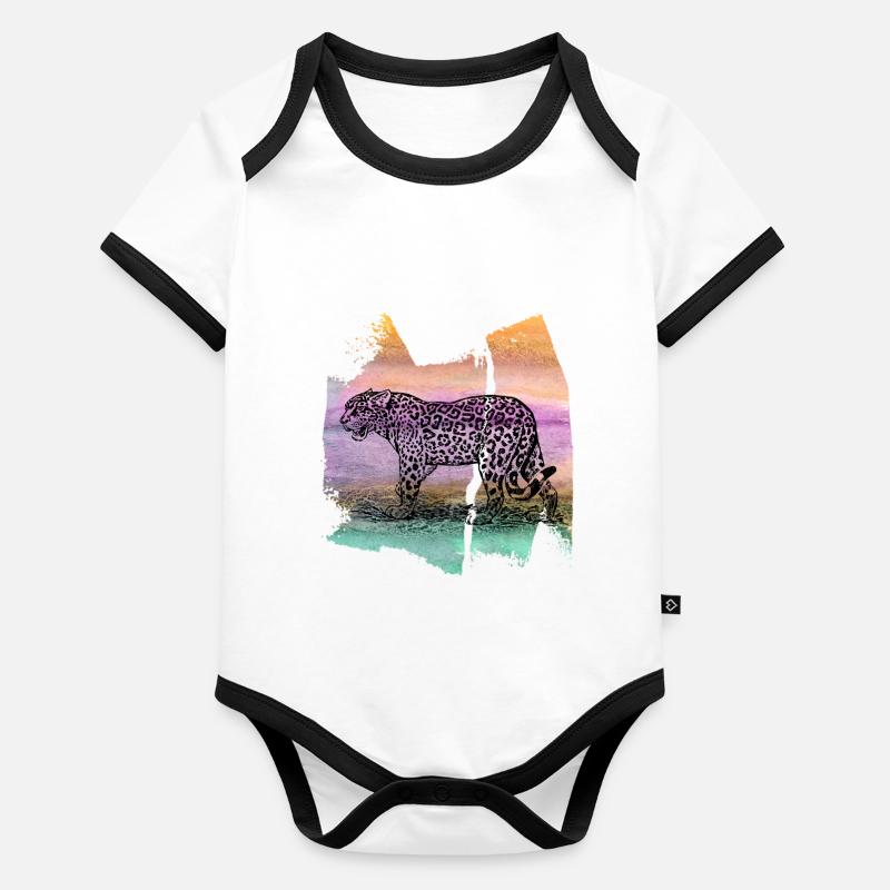 Leopard Jaguar Tiger T Shirt Geschenk Baby Bio-Kurzarm-Kontrastbody