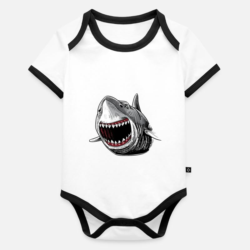 Shark Attack Shirt Megalodon Giant Horror Gift Organic Baby Contrasting Bodysuit