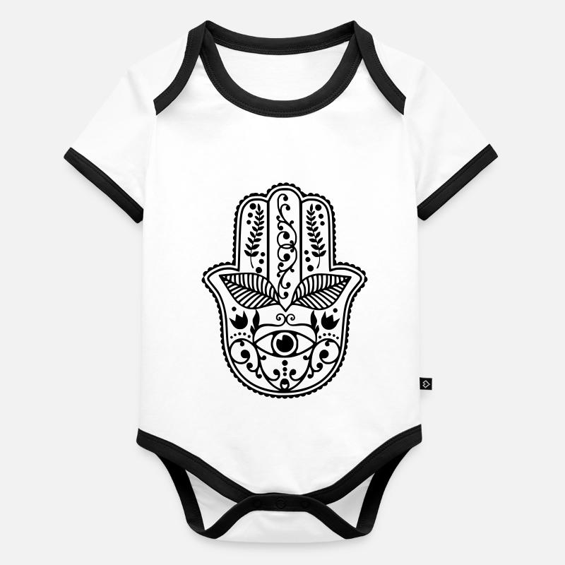 Main de Fatima Body Bébé bio contrasté manches courtes