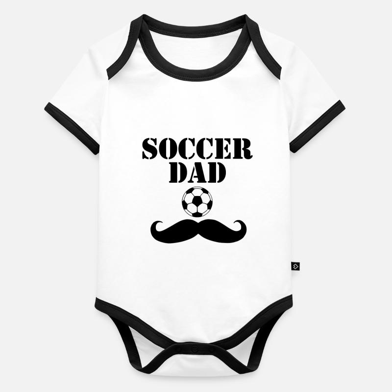 Fußball-Vati-Schnurrbart Baby Bio-Kurzarm-Kontrastbody
