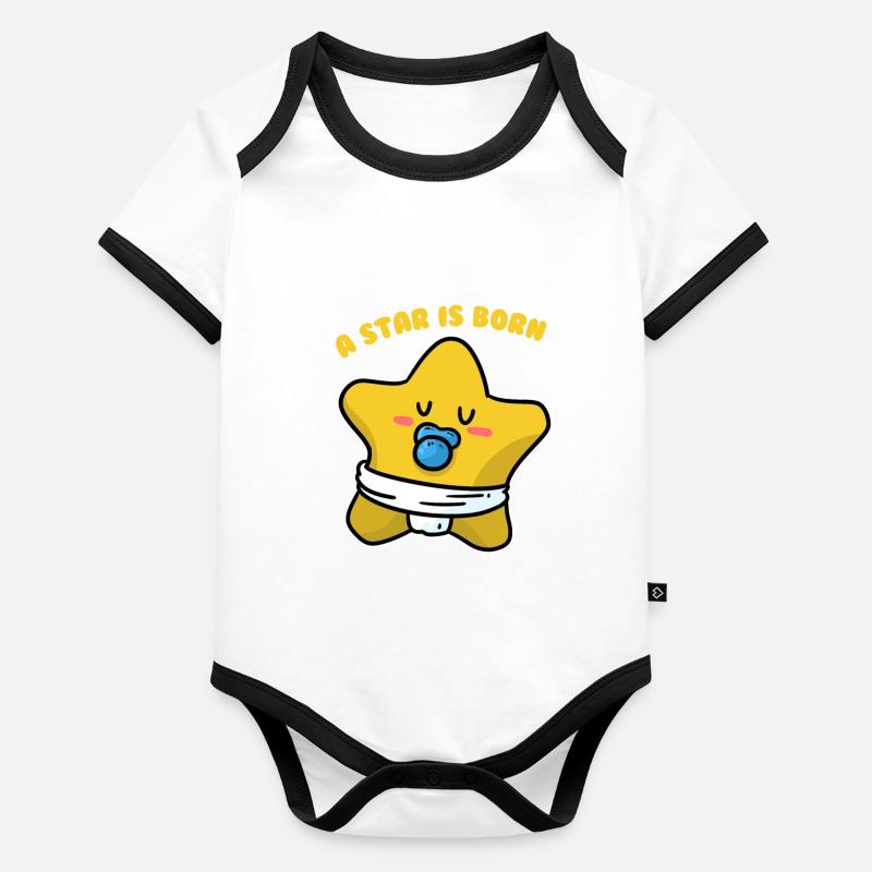 Naissance de bébé Star Bright Bright Sky Clouds Body Bébé bio contrasté manches courtes